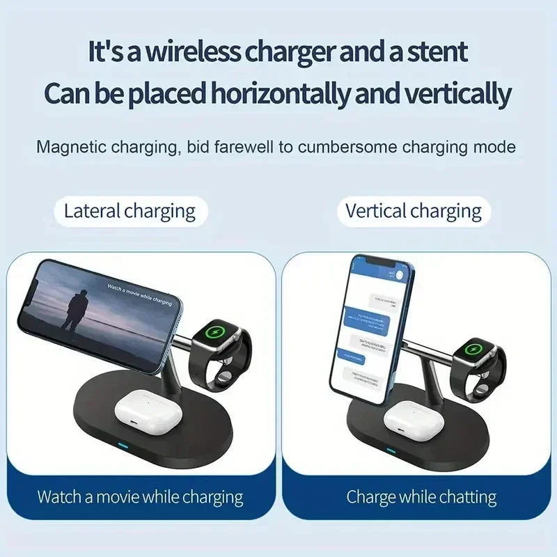 Magnetic 3-in-1 Wireless Charging Stand | Fast MagSafe Charger