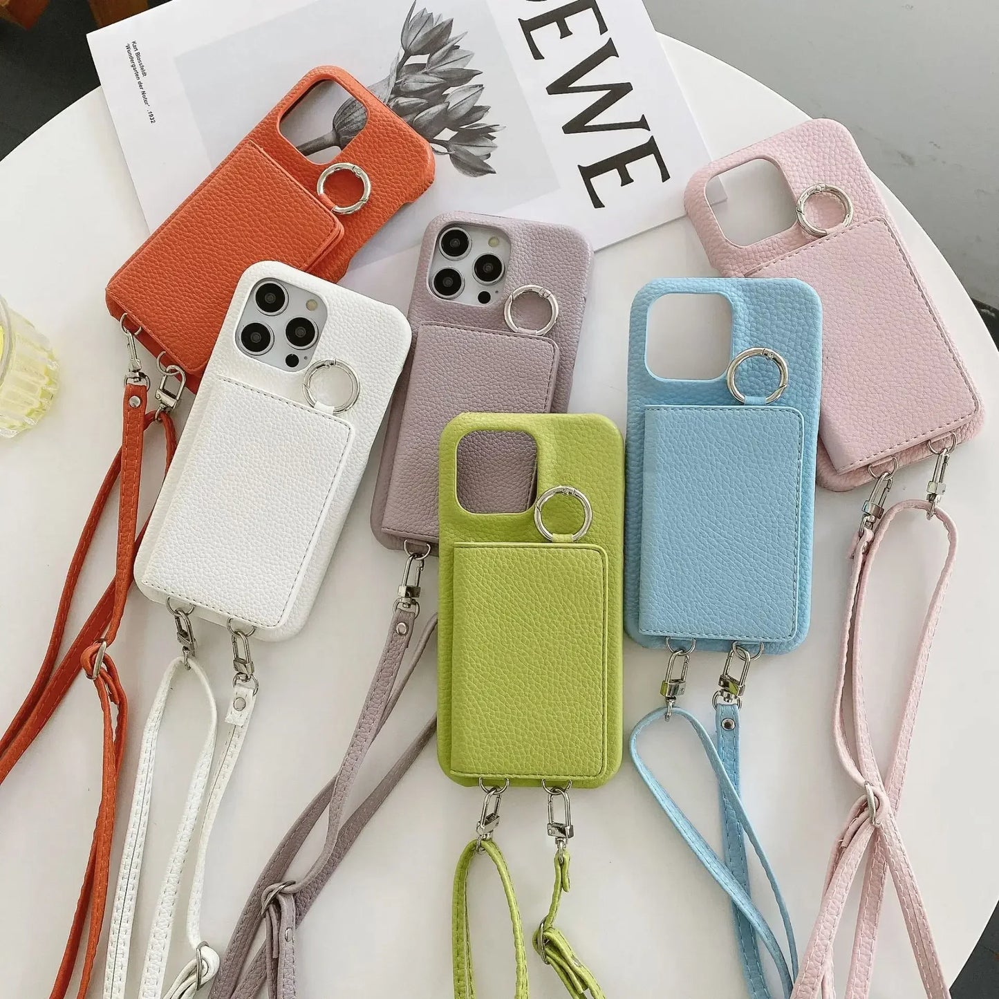 Elegant Ring Holder Mirror Card Slot Case for iPhone