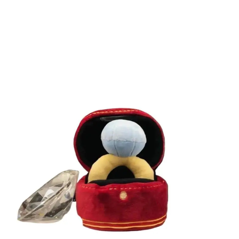 Big Diamond Plush Doll Ring Box Pet Chew Toy for Dogs