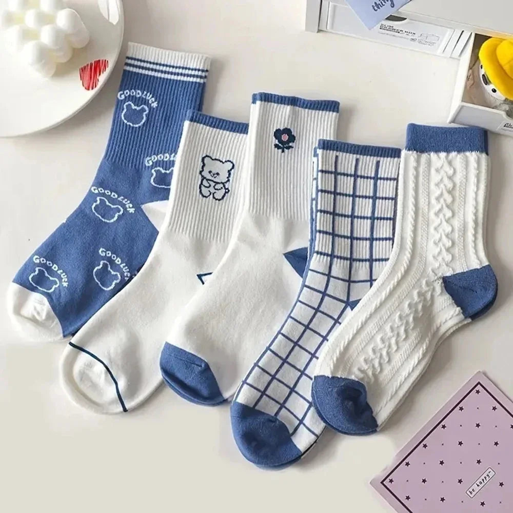 10 Pairs Women's Cute Rabbit Embroidery Casual Socks | Stylish & Breathable
