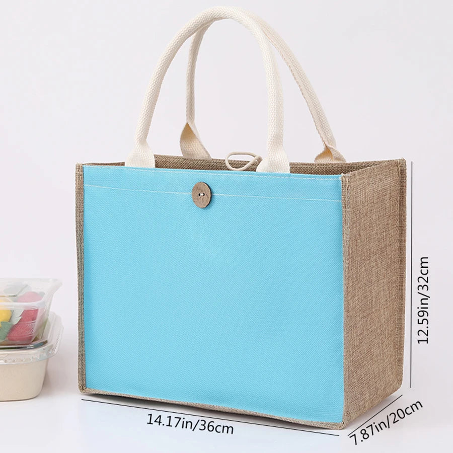 Fashionable Linen Handbag | Versatile Solid Colour Shopping Tote