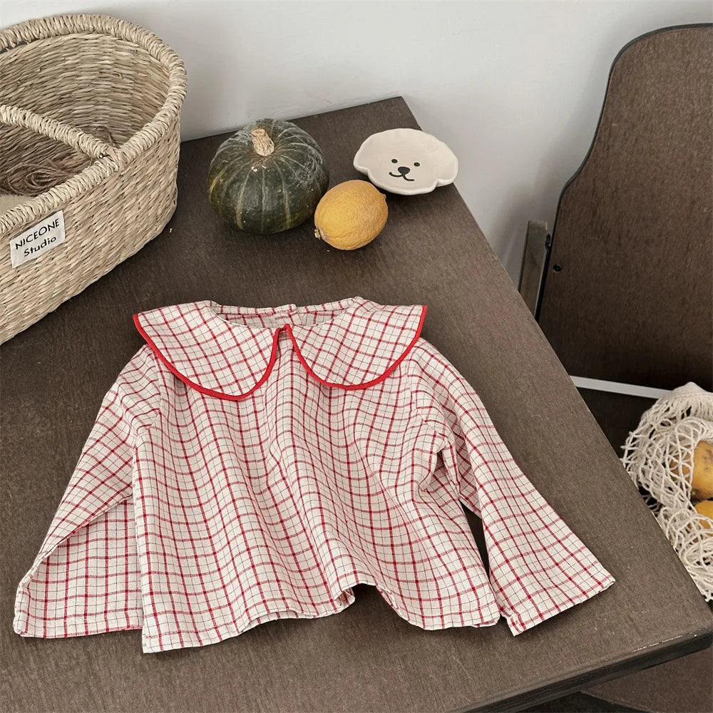 Cotton Baby Girls' Long Sleeve Plaid Blouse | Cute & Comfy Toddler Top