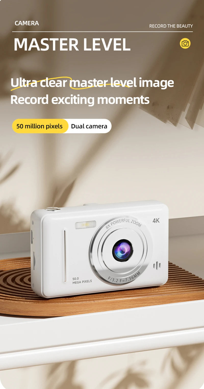 Portable 4K CCD Retro Digital Camera | 50MP Autofocus Photography