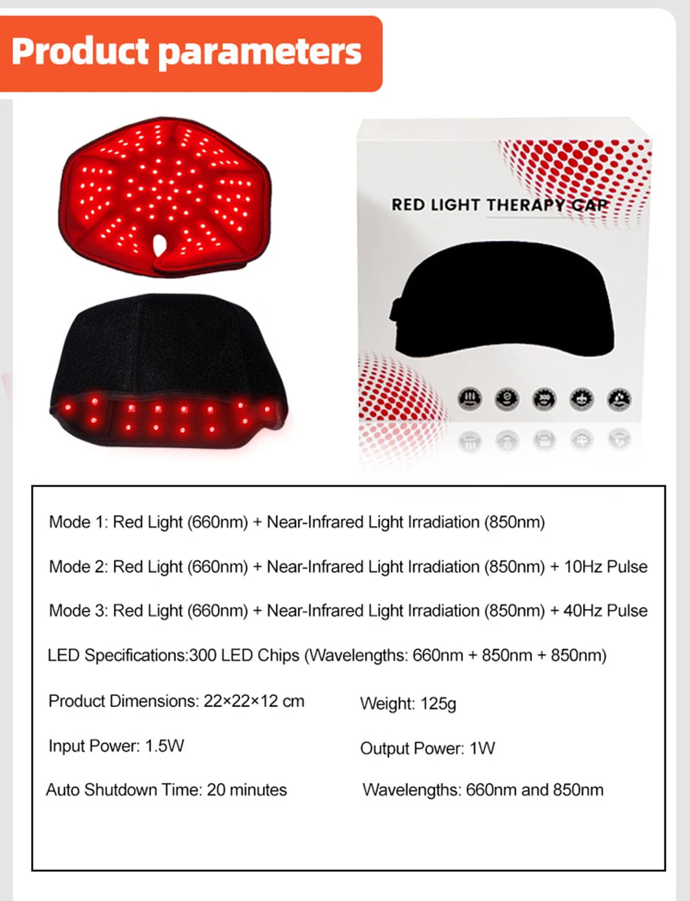 Near Infrared Red Light Therapy Cap for Hair Growth & Relaxation