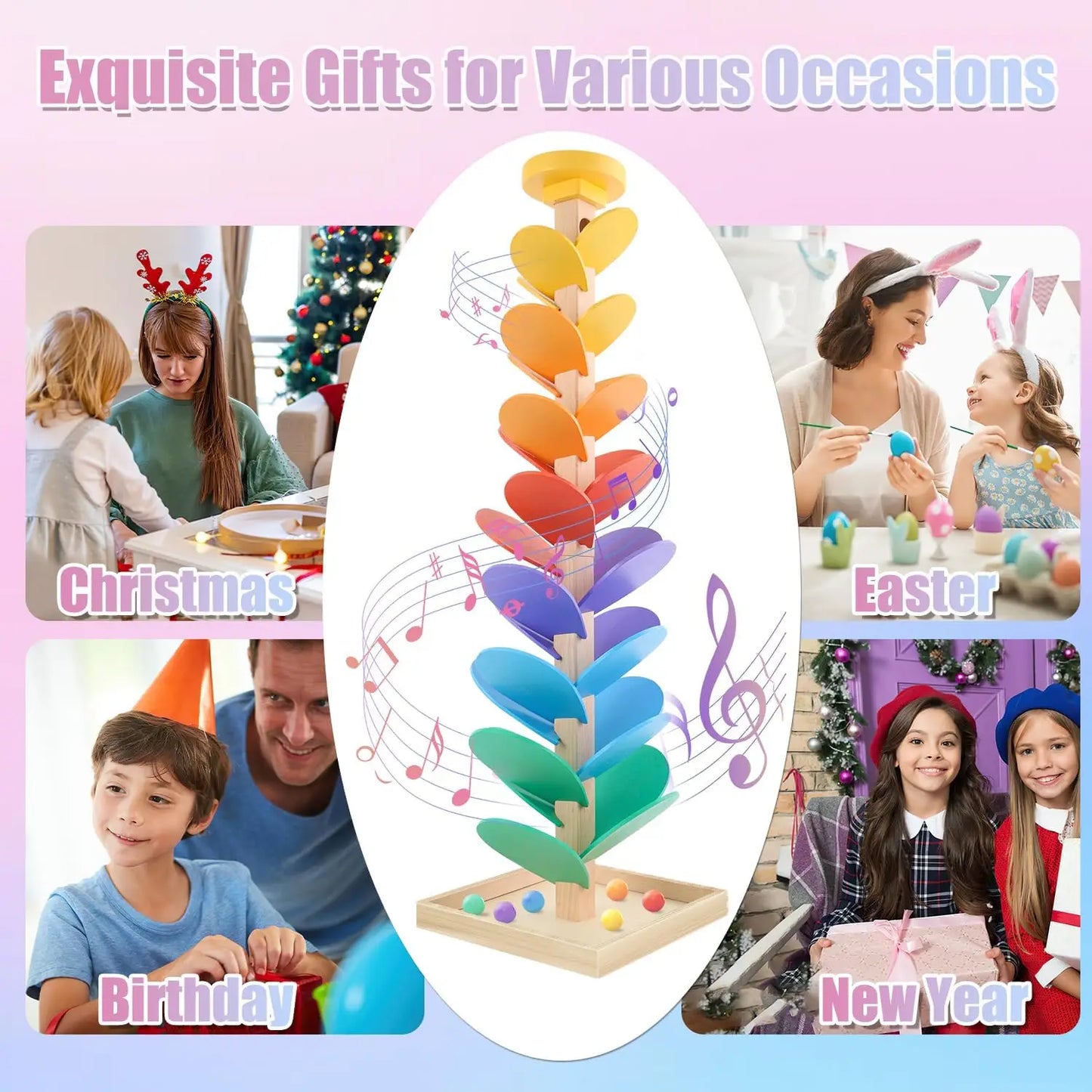 49PCS Wooden Marble Run Music Tree Toy | Fun Learning Game for Kids