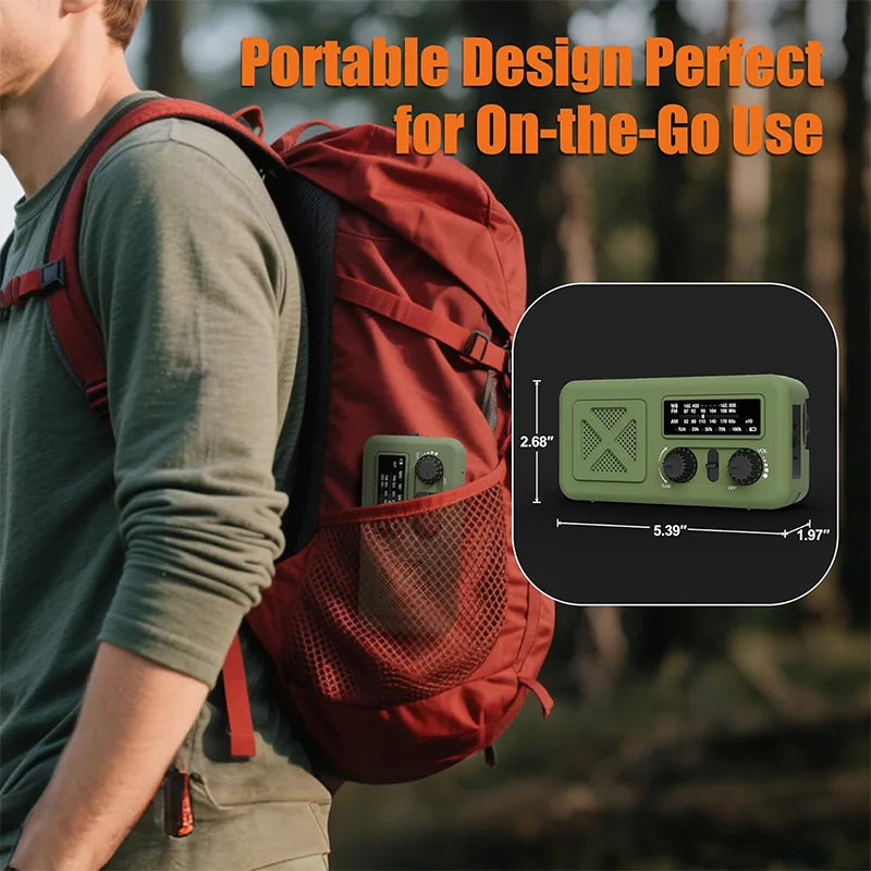 Emergency Weather Radio with Solar & Manual Crank Charging