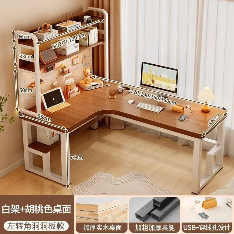 Premium Solid Wood Corner Computer Desk | Modern Workspace Solution