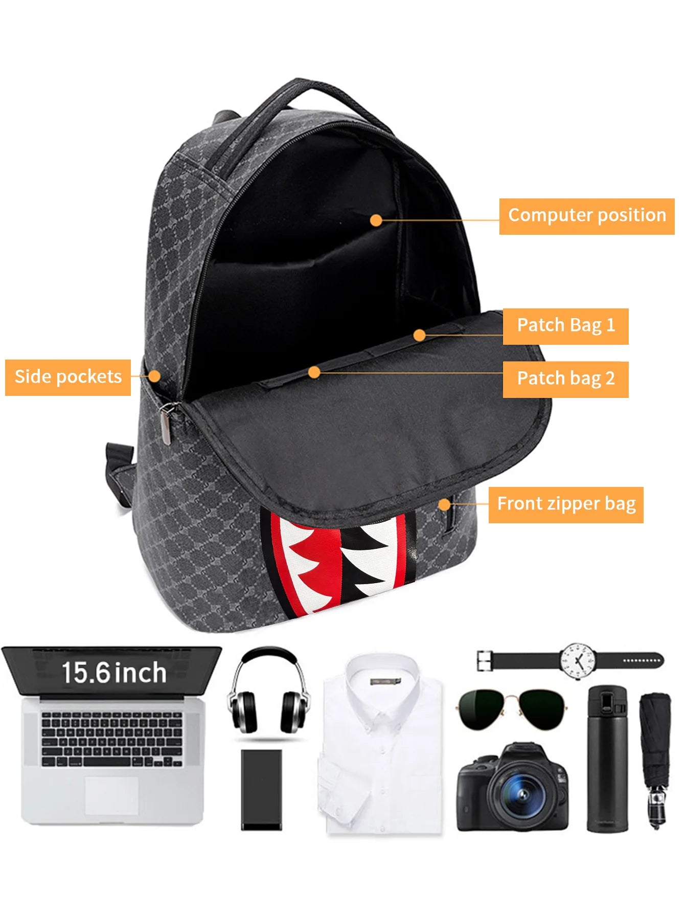 Large Capacity Waterproof Retro Shark Backpack for Outdoor Use