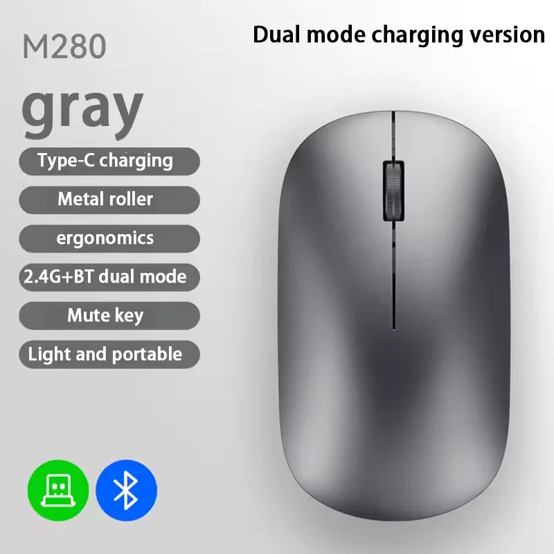 Silent Click Wireless Mouse | Ergonomic Portable Rechargeable Device