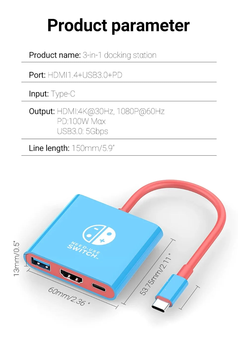 3-in-1 USB-C Hub | 4K HDMI Adapter with Fast Charging