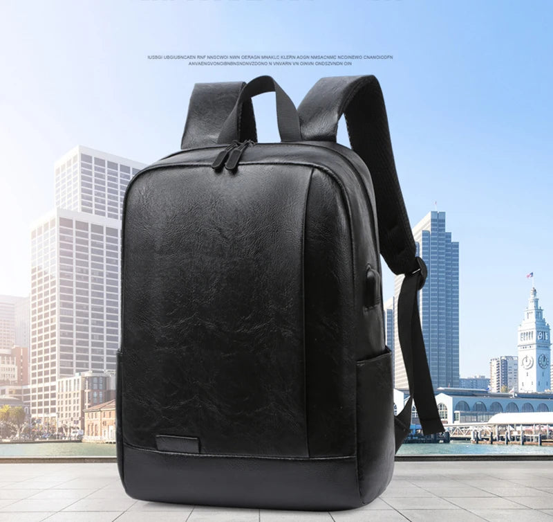Men's Executive PU Leather Backpack | Stylish Office & Travel Bag