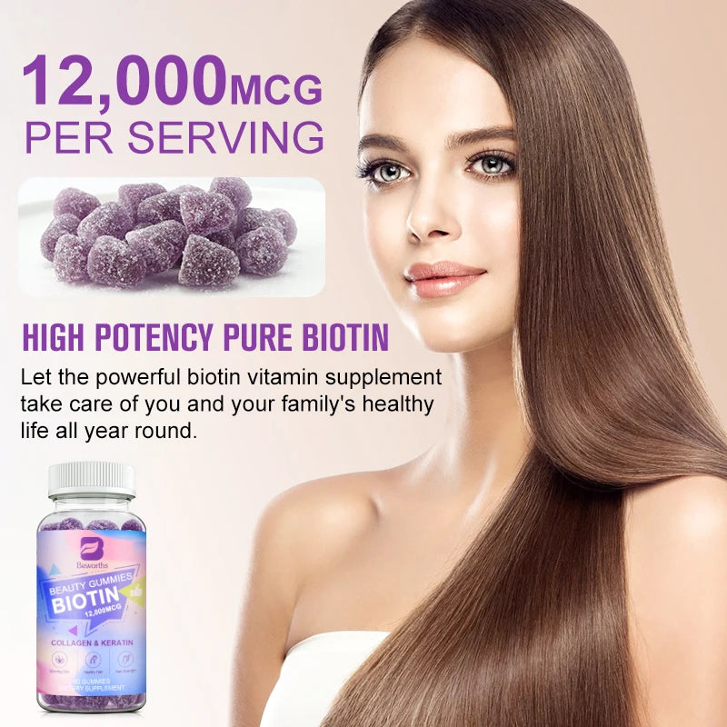 Collagen Biotin Gummies for Hair Growth & Skin Care