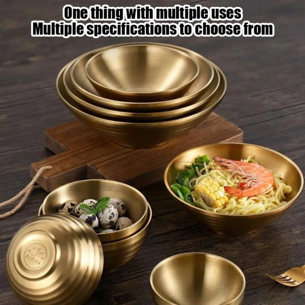 Large Double Layer Stainless Steel Ramen Bowl | Anti-Scald Design