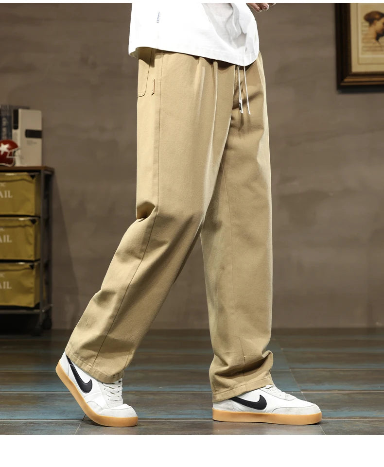 Comfortable Loose Men's Trousers | 100% Cotton Khaki Pants