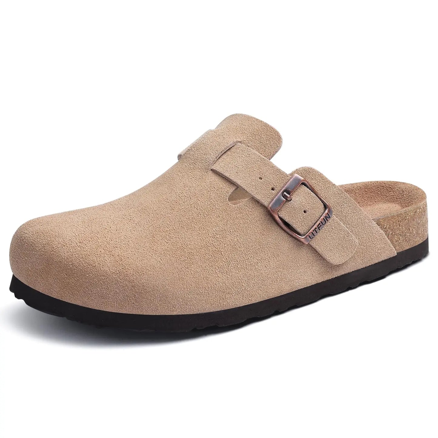 Women's Genuine Leather Clogs with Cork Footbed | Slip-On Comfort Slippers