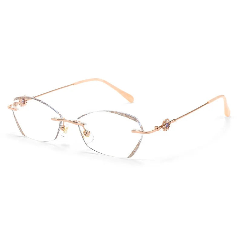Stylish Rimless Cat's Eye Glasses | Anti Blue Light Prescription Eyewear