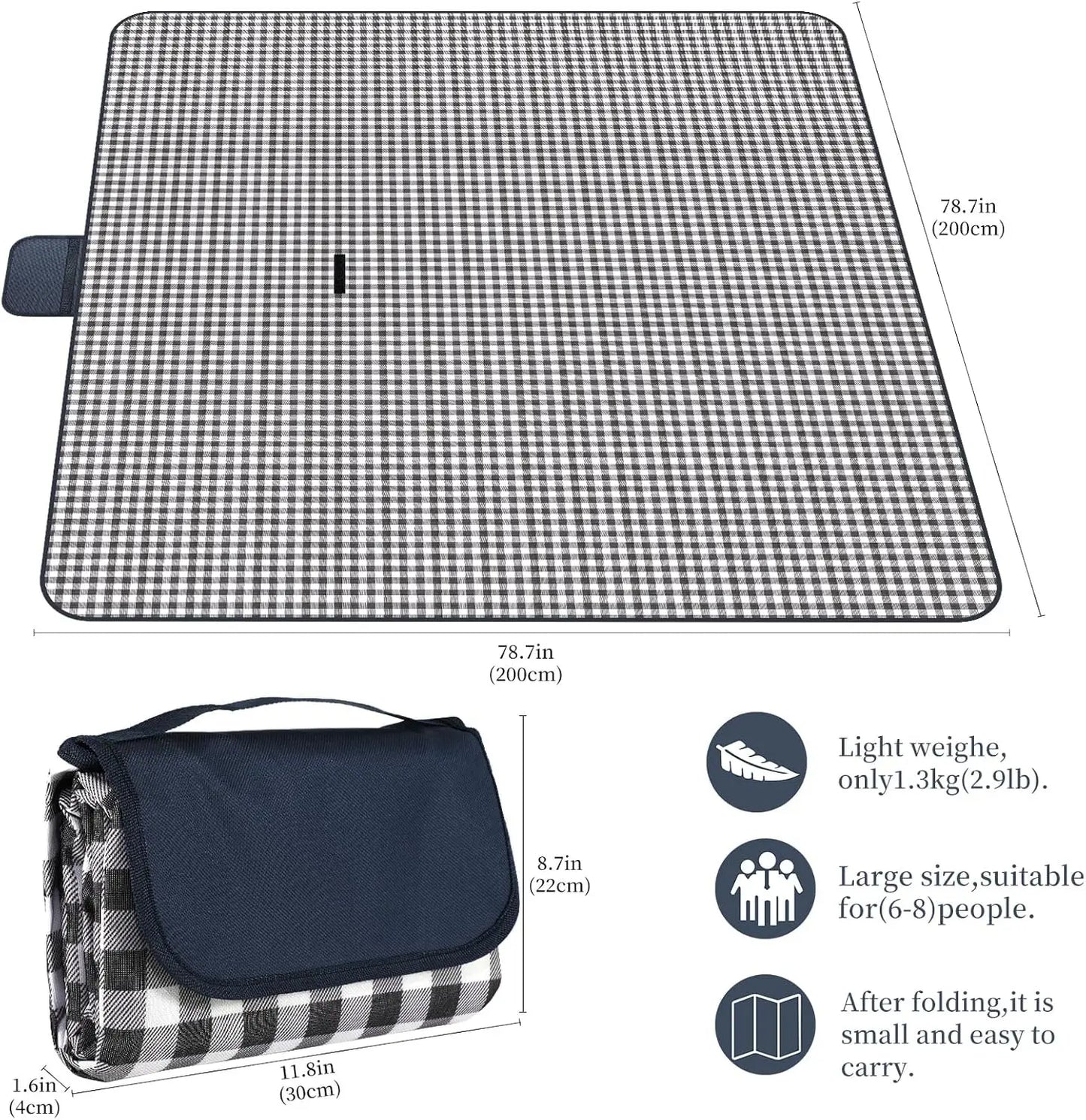 Waterproof Picnic Blanket | Lightweight Foldable Outdoor Mat 80x80