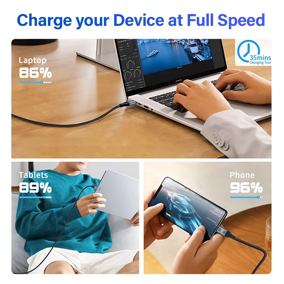 240W USB Type C Fast Charge Cable | Compatible with Phones & Laptops