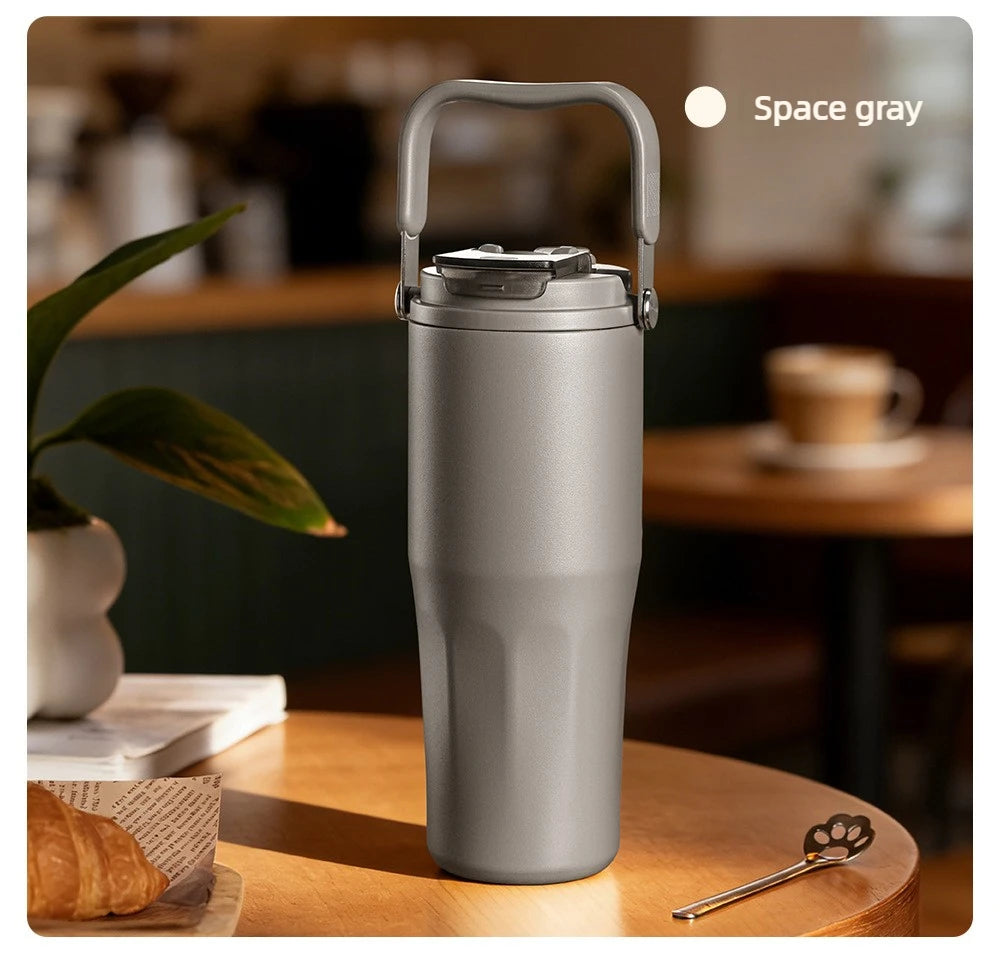800ML Insulated Travel Tumbler with Straw & Tea Infuser | Leakproof Design