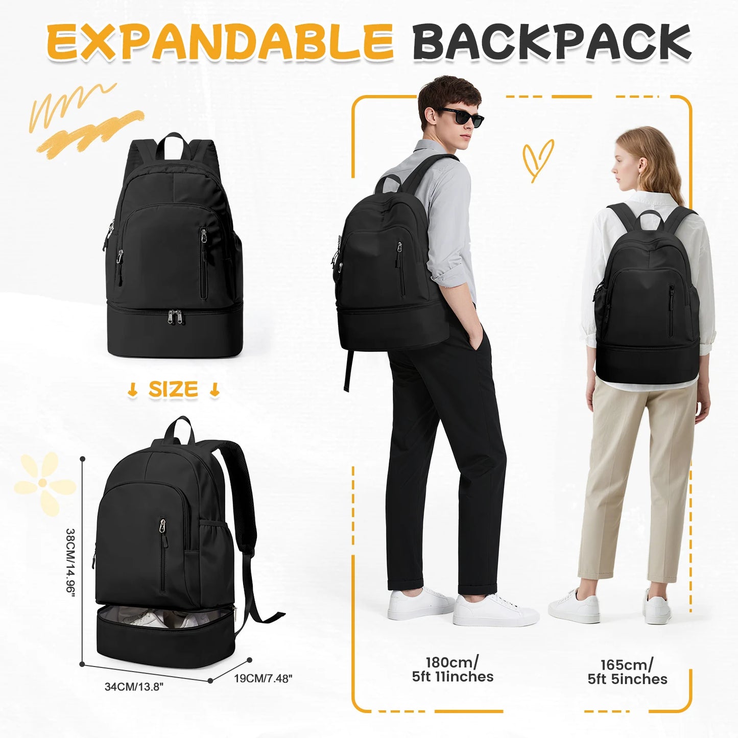 Versatile Waterproof Gym Backpack with Shoe Compartment