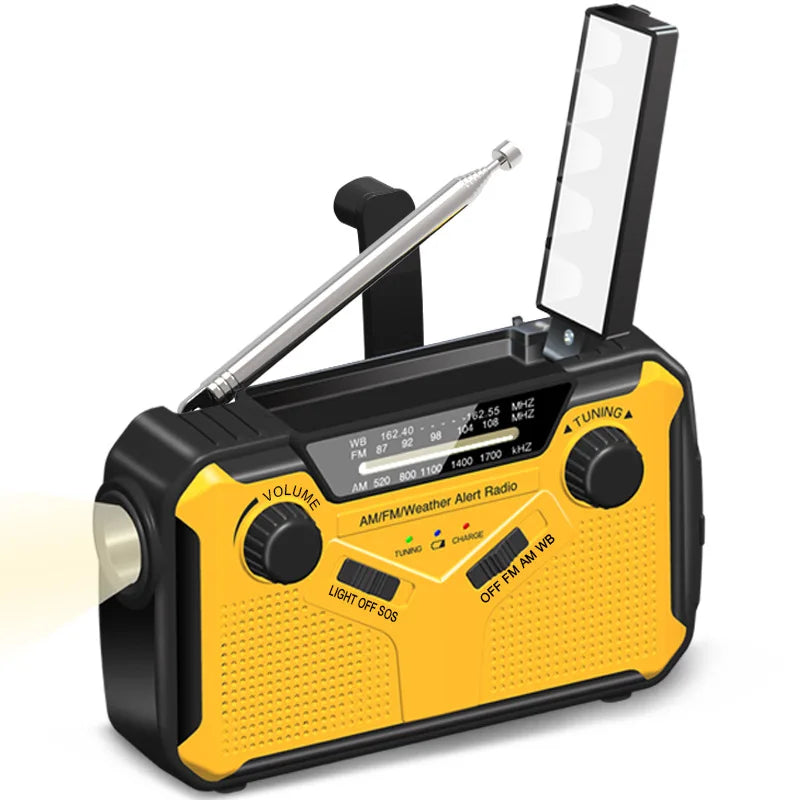 Portable Solar Energy AM FM Radio & Flashlight Emergency Power
