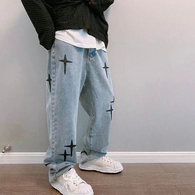 Men's Baggy Wide Leg Jeans | Casual Streetwear Denim Pants