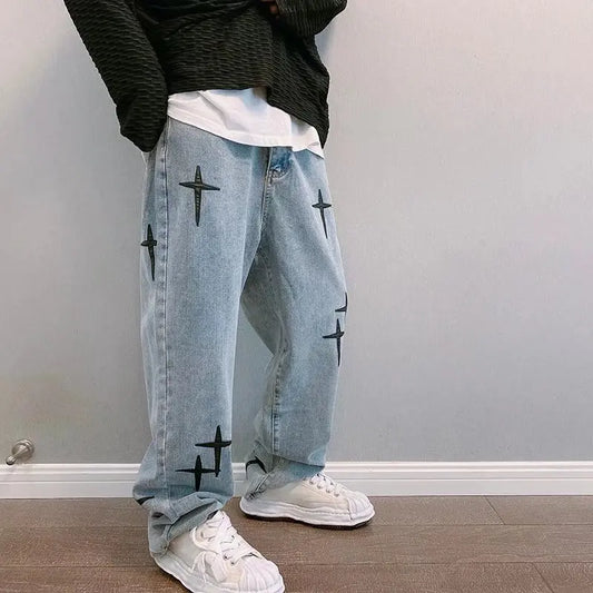 Vaqueros anchos informales para hombre | Pantalones vaqueros de moda urbana