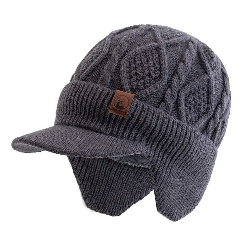 Unisex Fleece Lined Earflap Beanie Hat | Stylish Warm Winter Cap