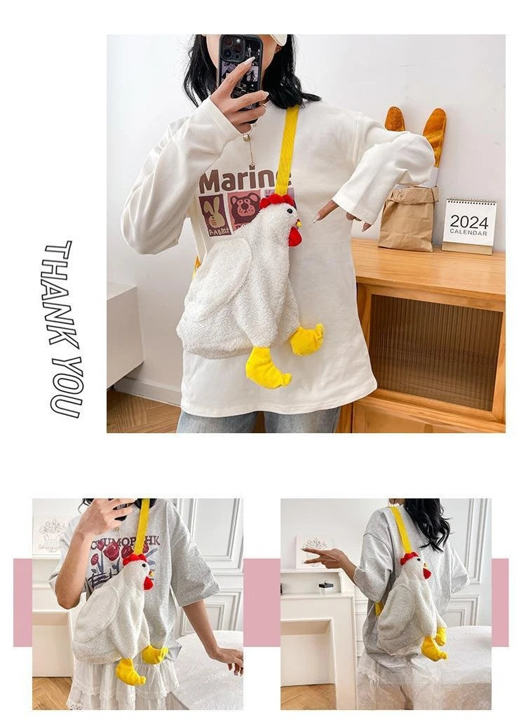 Chickens Shape Crossbody Purse | Cute Plush Handbag for Women