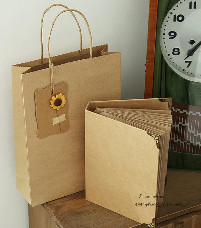 Retro Kraft Paper Cover Photo Album | Wedding Guest Book & Scrapbook