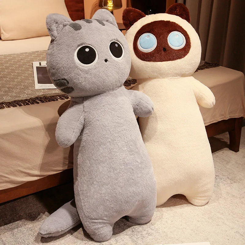 Lifelike Siamese Cat Plush Toy | Hug Cushion for Kids & Home Decor