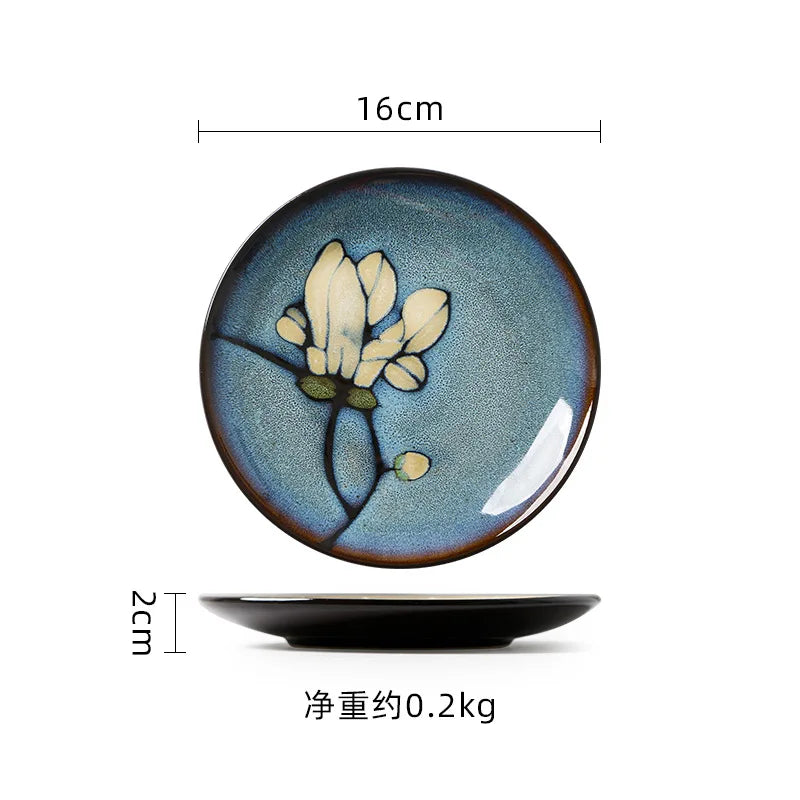 Juego de cuencos hondos para sopa pintados a mano de estilo japonés | Vajilla elegante
