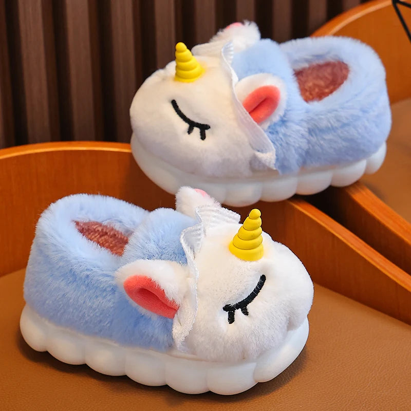 Unicorn Plush Slippers for Kids | Cozy Indoor Winter Shoes