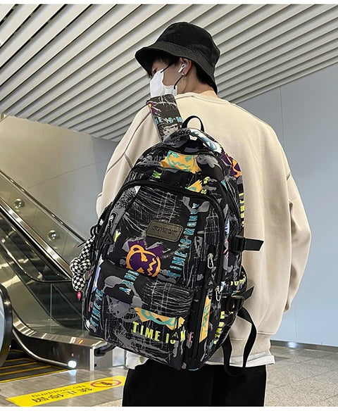 Trendy Personalized Graffiti Japanese Backpack | Large Capacity Book Bag