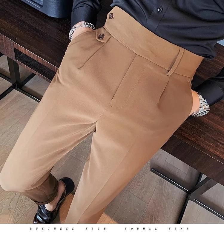 Men's High Waist Slim Fit Suit Pants | Smart Casual Fashion