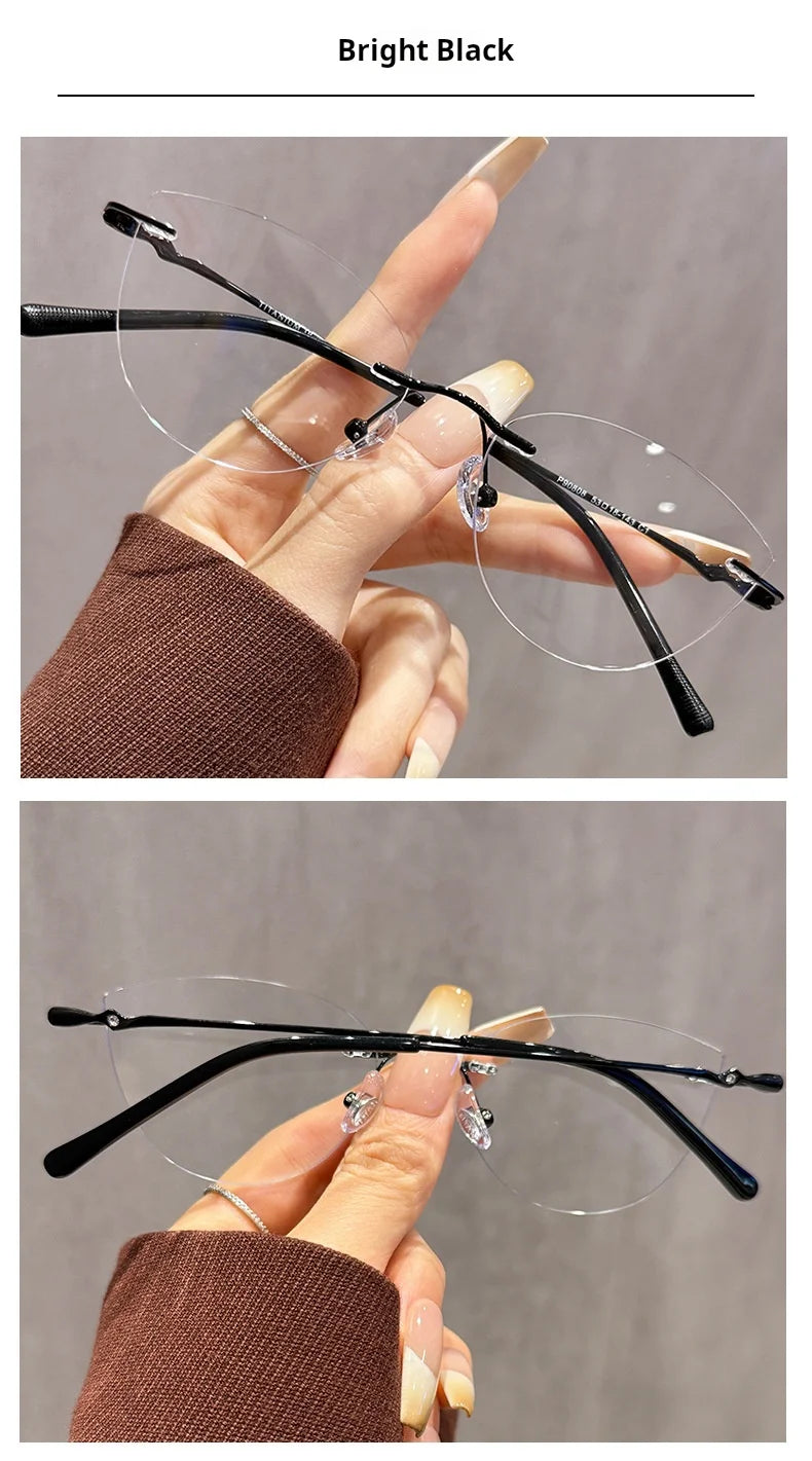 Cat Eye Prescription Rimless Glasses for Women | Stylish Eyewear