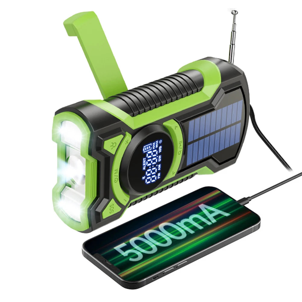 Portable Solar Emergency Weather Radio | Hand Crank & Bluetooth