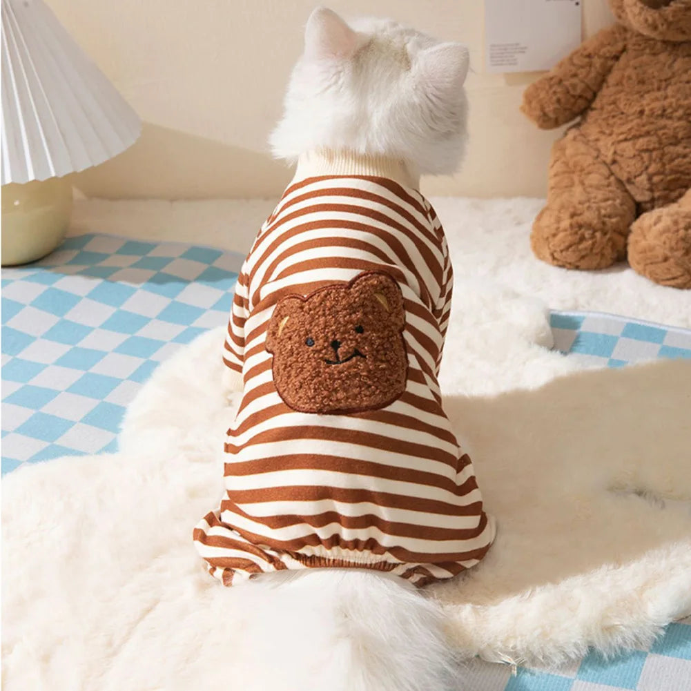 Cute Striped Dog Jumpsuit | Cozy Spring Autumn Pet Pajamas
