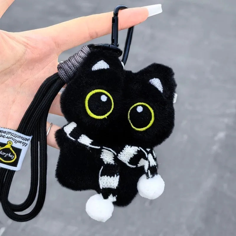 Cute Black Kitty Plush Keychains | Adorable Soft Kawaii Cat Dolls
