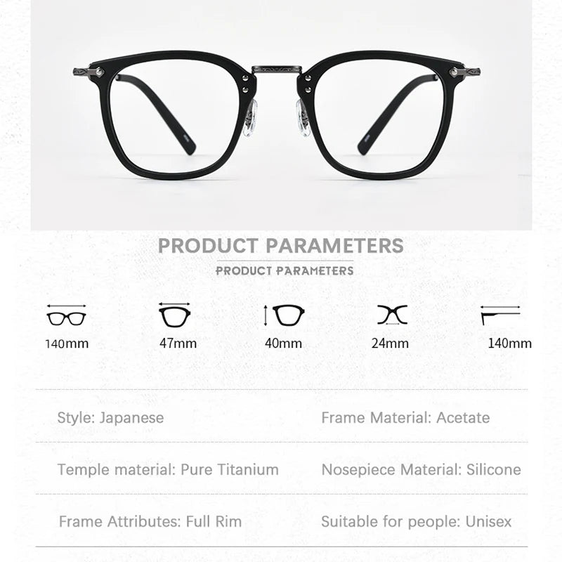 Men's Luxury Pure Titanium Rectangular Frame Eyeglasses