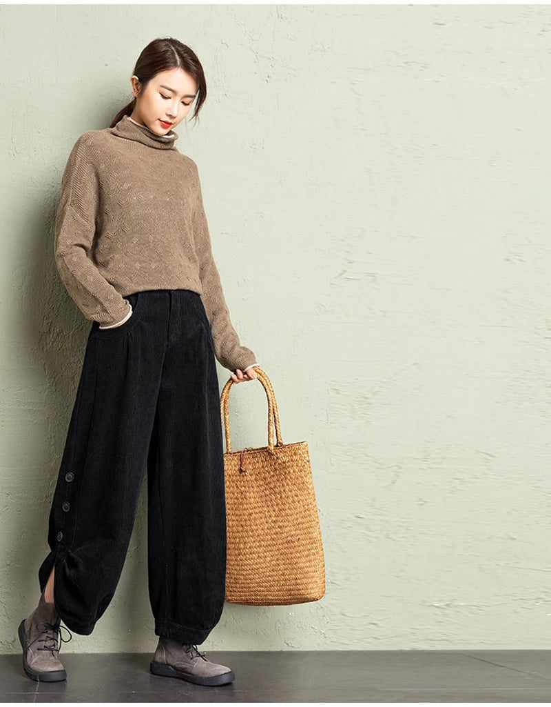 Women’s Warm Corduroy Harem Trousers | Casual Streetwear Pants 2026
