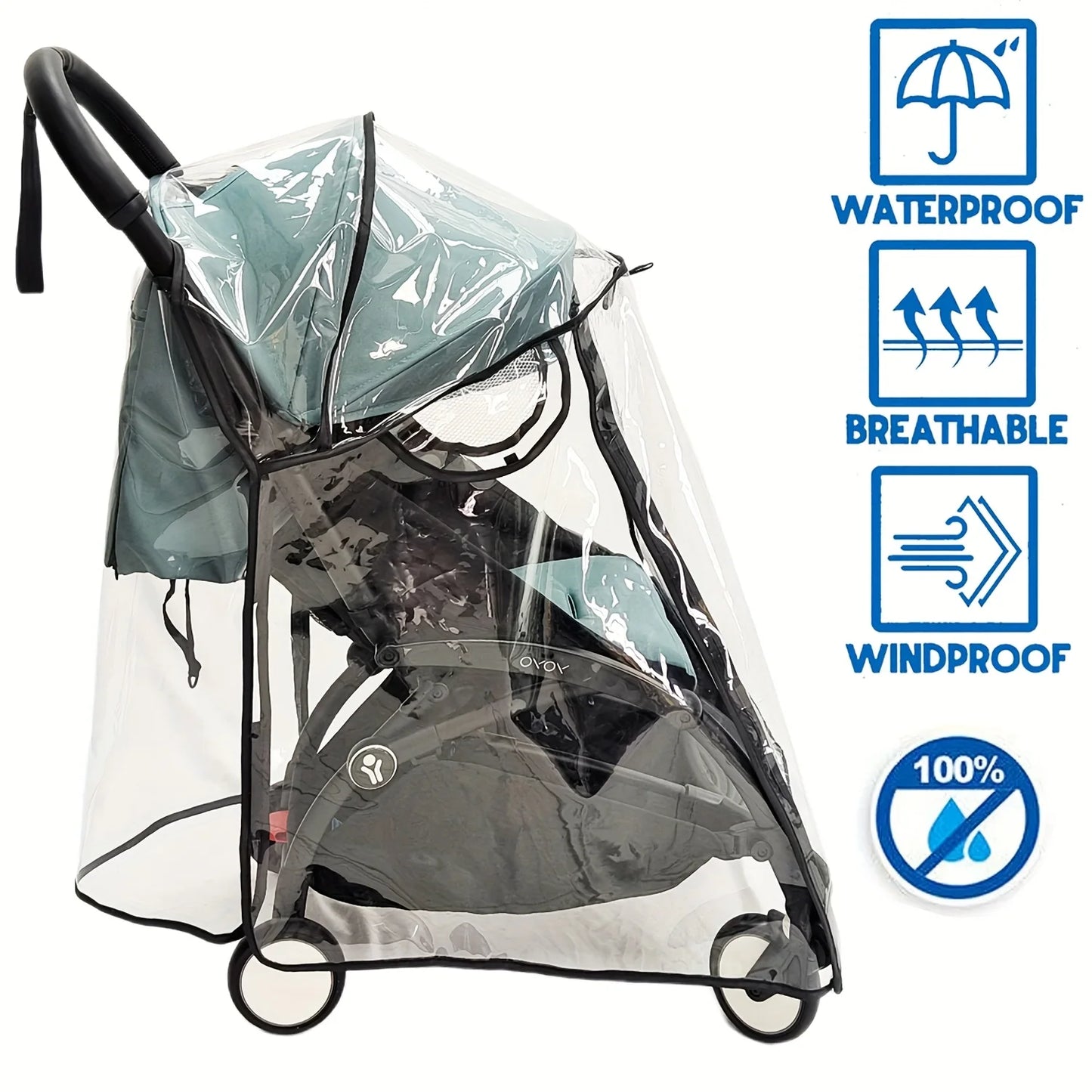 Premium Stroller Rain Cover with Dual Ventilation Holes & Double Zippers | Essential Outdoor Accessory for Babies & Toddlers