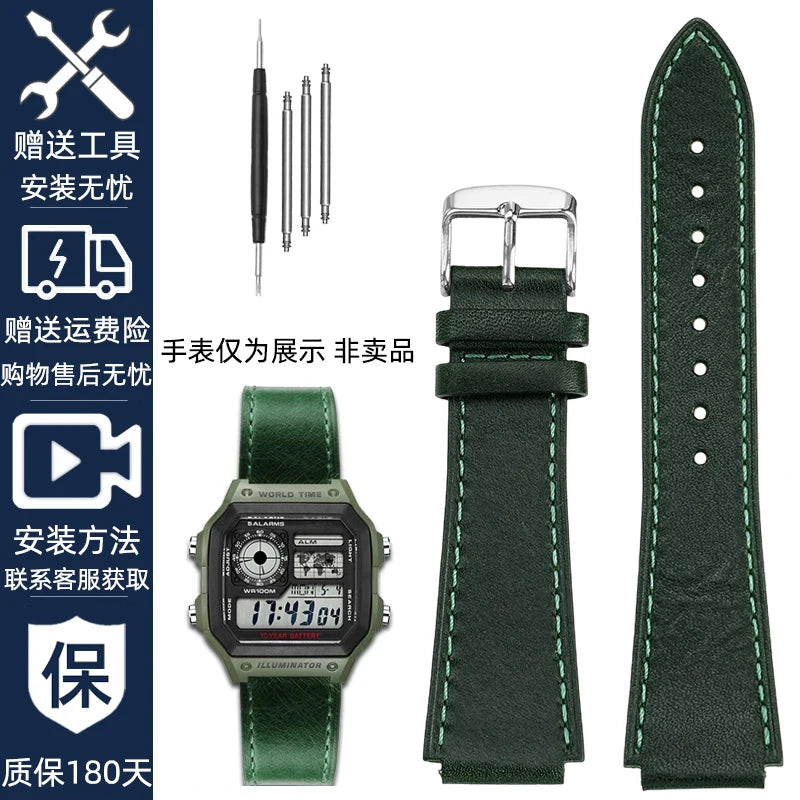 Retro Genuine Leather Watchband | Vintage Men's Bracelet 18MM