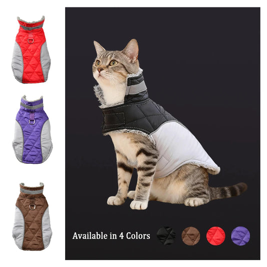 Chaqueta reflectante cortavientos para mascotas | Abrigo cálido de forro polar para gatos