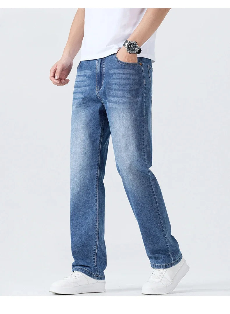 Men's Summer Thin Straight Jeans | Breathable & Comfortable Trousers