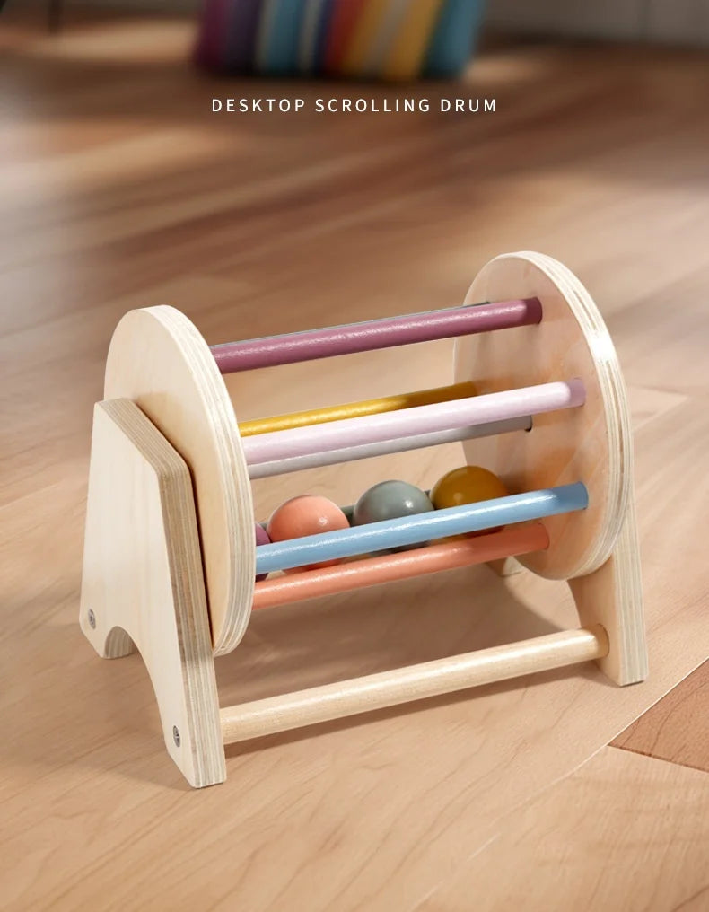 Montessori Wooden Rolling Ball Drum | Engaging Baby Learning Toy