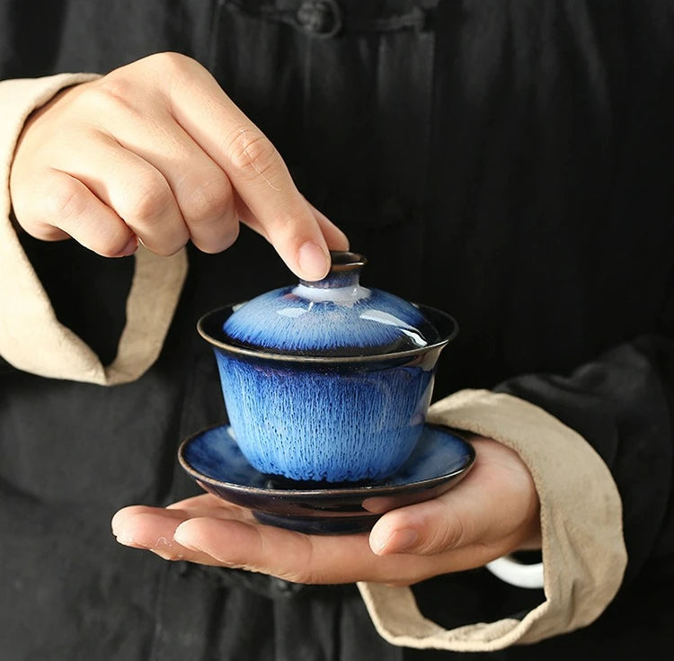 Elegante Juego de Té Kungfu Gaiwan de Cerámica Vintage | Perfecto para Ceremonia
