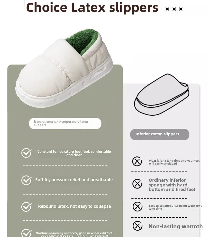 Men's Winter Wool Plush Slippers | Thick Non-Slip House Shoes