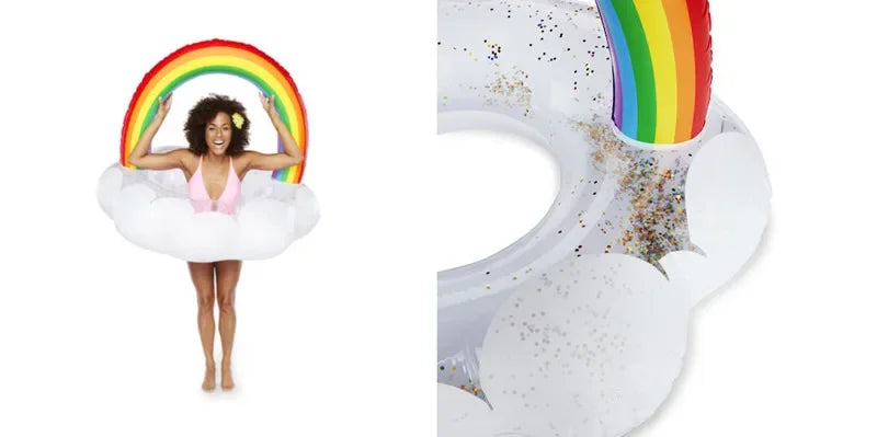 Rainbow Inflatable Swimming Ring | Fun Pool Float for All Ages