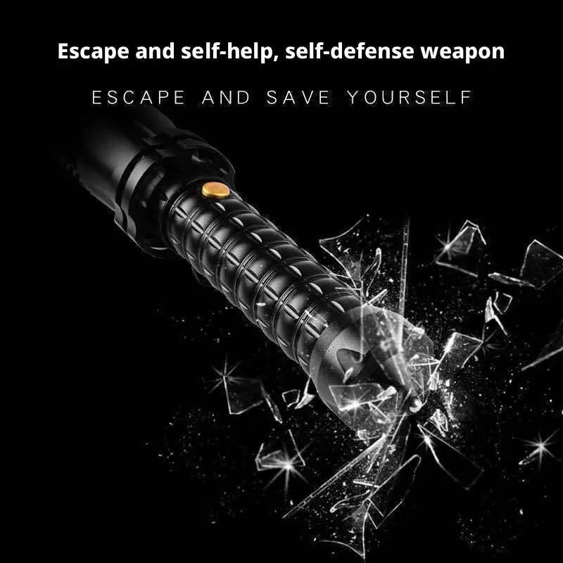 Rechargeable Tactical Flashlight | Self-defense Torch & Window Breaker